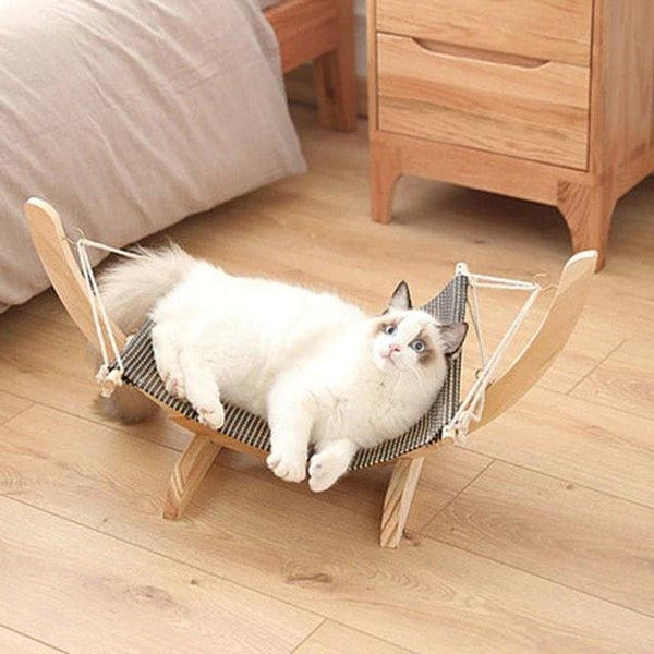 hamac pour chat, hamac chat, hamac en bois, resistant, doux et confortable