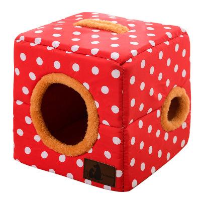 Niche pour chat "Cube tunnel" accessoires chat Au bonheur du chat - Boutique d'accessoires pour votre chat Rouge S