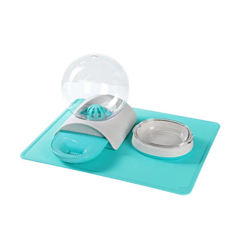 Fontaine à eau "Boule de Cristal" Set Fontaine + Tapis + Gamelle Au bonheur du chat - Boutique d'accessoires pour votre chat
