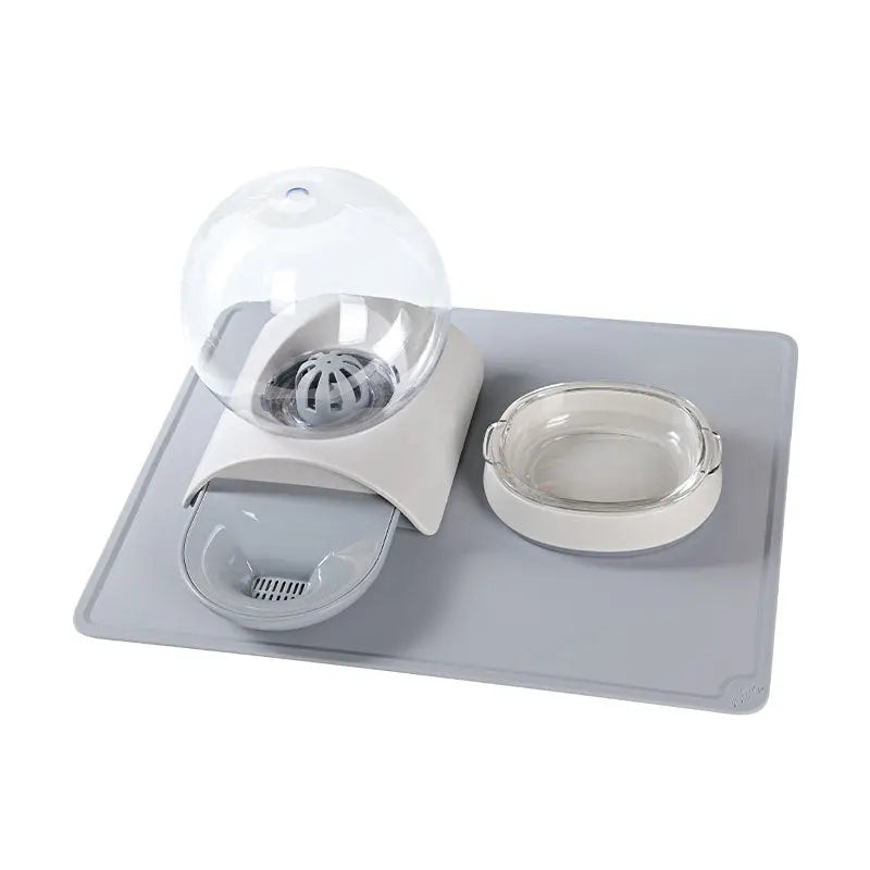 Fontaine à eau "Boule de Cristal" Set Fontaine + Tapis + Gamelle Au bonheur du chat - Boutique d'accessoires pour votre chat