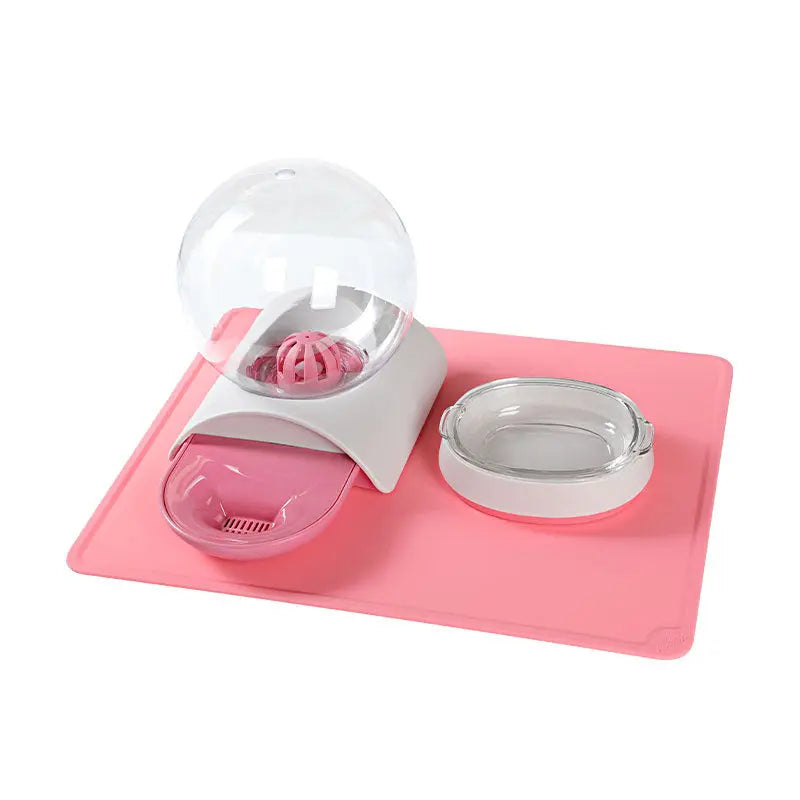 Fontaine à eau "Boule de Cristal" Set Fontaine + Tapis + Gamelle Au bonheur du chat - Boutique d'accessoires pour votre chat
