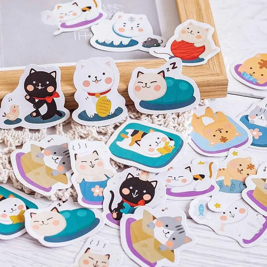 Auto-collants "Chat Cartoon" accessoires chat Au bonheur du chat - Boutique d'accessoires pour votre chat Ensemble d'auto-collants 