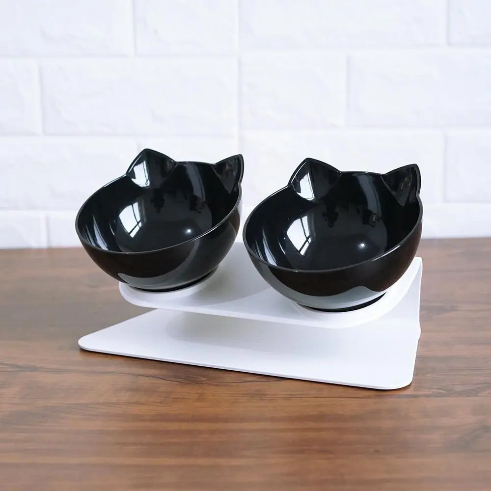 Gamelle pour chat surélevée "Tête de chat" accessoires chat Au bonheur du chat - Boutique d'accessoires pour votre chat Noir/Noir 