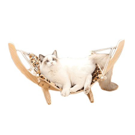 hamac pour chat, hamac chat, hamac en bois, hamac leopard, resistant, doux et confortable
