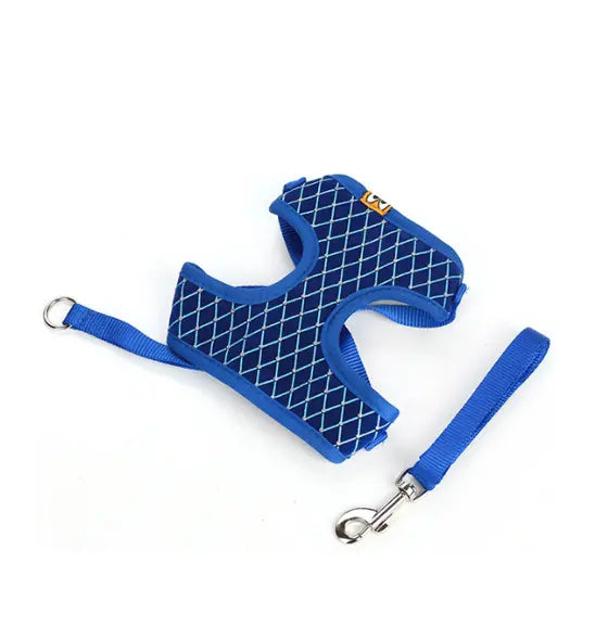 Harnais pour chat "Carreaux" accessoires chat Au bonheur du chat - Boutique d'accessoires pour votre chat Bleu L 