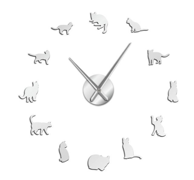 Horloge Design "Vie de chat" accessoires chat Au bonheur du chat - Boutique d'accessoires pour votre chat Argent 
