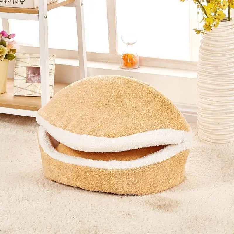 Niche pour chat "Hamburger" panier pour chat Au bonheur du chat - Boutique d'accessoires pour votre chat Beige M 45x35 cm 