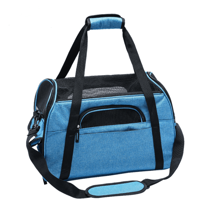 Sac de transport pour chat à bandoulière accessoires chat Au bonheur du chat - Boutique d'accessoires pour votre chat Bleu M 