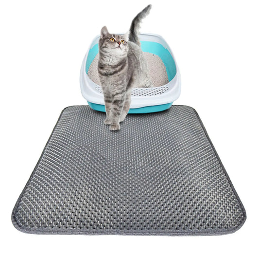 Tapis de sol pour litière accessoires chat Au bonheur du chat - Boutique d'accessoires pour votre chat Gris L 