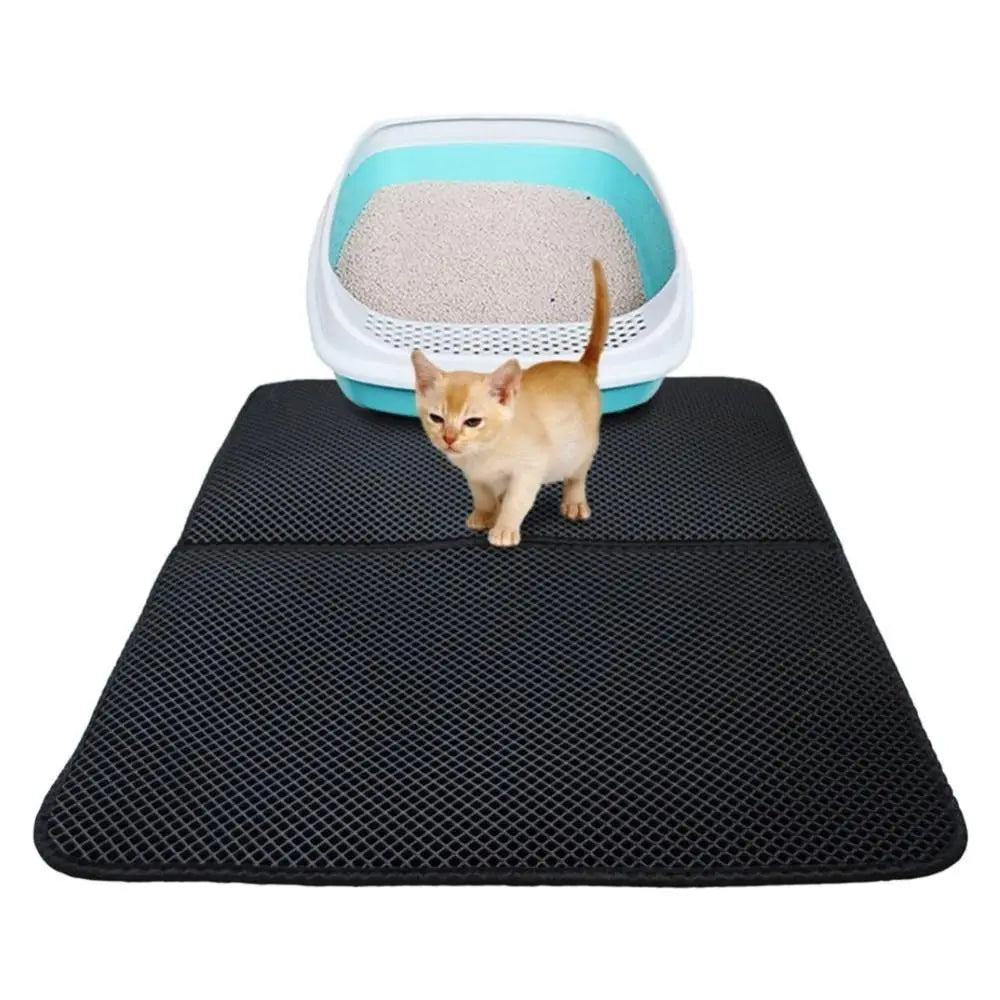 Tapis de sol pour litière accessoires chat Au bonheur du chat - Boutique d'accessoires pour votre chat Noir M 
